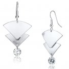 LO2662 - Matte Rhodium & Rhodium Iron Earrings with AAA Grade CZ in Clear Default Title