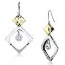 LO2670 - Gold+Rhodium Iron Earrings with AAA Grade CZ in Clear Default Title