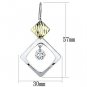 LO2670 - Gold+Rhodium Iron Earrings with AAA Grade CZ in Clear Default Title