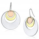 LO2671 - Rhodium + Gold + Rose Gold Iron Earrings with No Stone Default Title