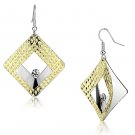 LO2673 - Gold+Rhodium Iron Earrings with Top Grade Crystal in Clear Default Title