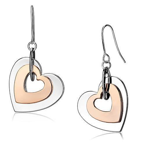 LO2675 - Rose Gold + Rhodium Iron Earrings with No Stone Default Title