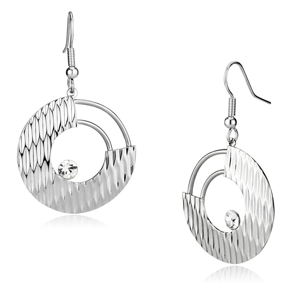 LO2677 - Rhodium Iron Earrings with Top Grade Crystal in Clear Default Title