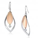 LO2684 - Rose Gold + Rhodium Iron Earrings with AAA Grade CZ in Clear Default Title