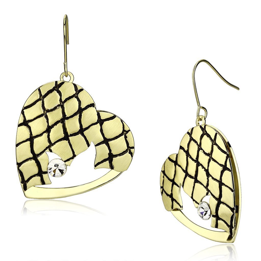 LO2688 - Matte Gold & Gold Iron Earrings with Top Grade Crystal in Clear Default Title