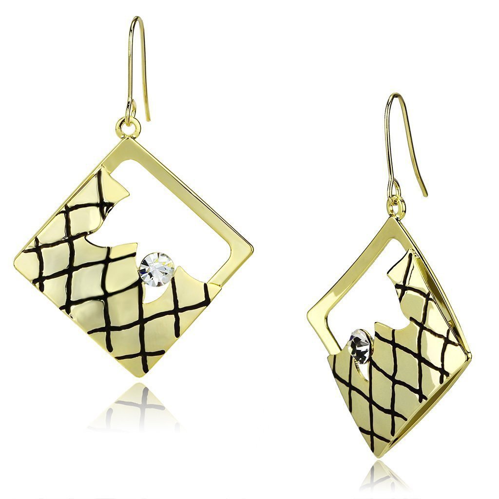 LO2689 - Gold Iron Earrings with Top Grade Crystal in Clear Default Title