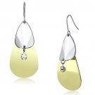 LO2696 - Gold+Rhodium Iron Earrings with Top Grade Crystal in Clear Default Title