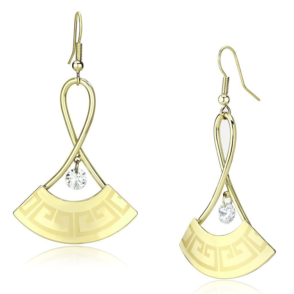 LO2707 - Gold Iron Earrings with AAA Grade CZ in Clear Default Title