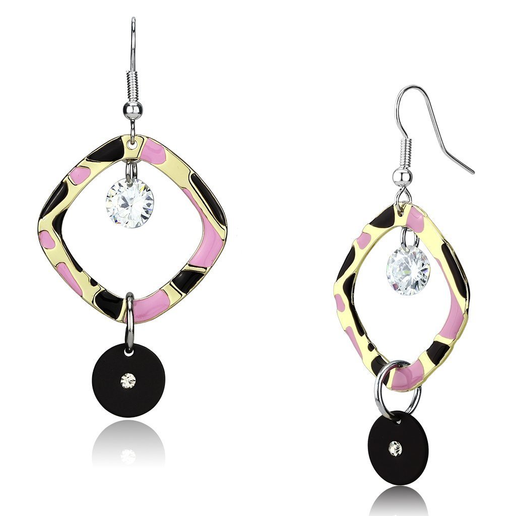 LO2711 - Special Color Iron Earrings with AAA Grade CZ in Clear Default Title
