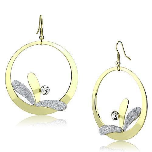 LO2715 - Gold Iron Earrings with Top Grade Crystal in Clear Default Title