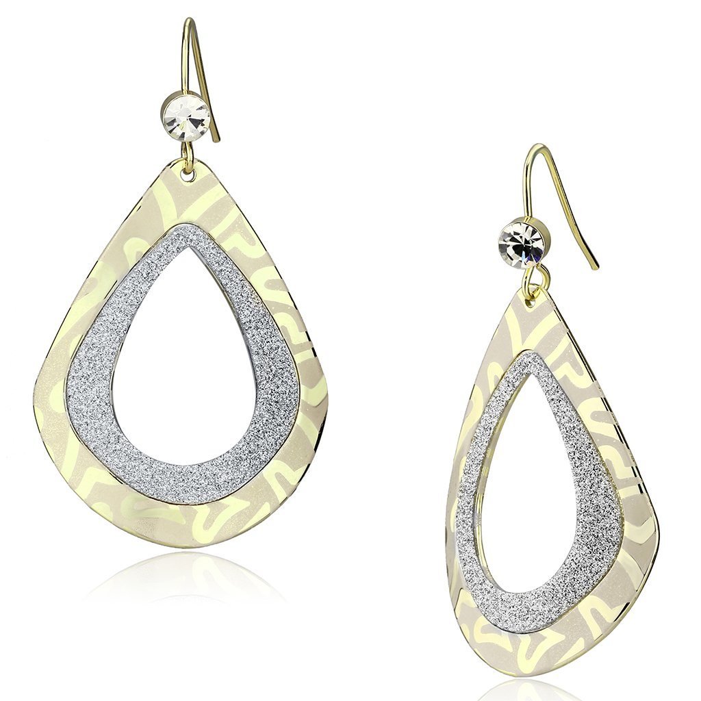 LO2729 - Gold Iron Earrings with Top Grade Crystal in Clear Default Title