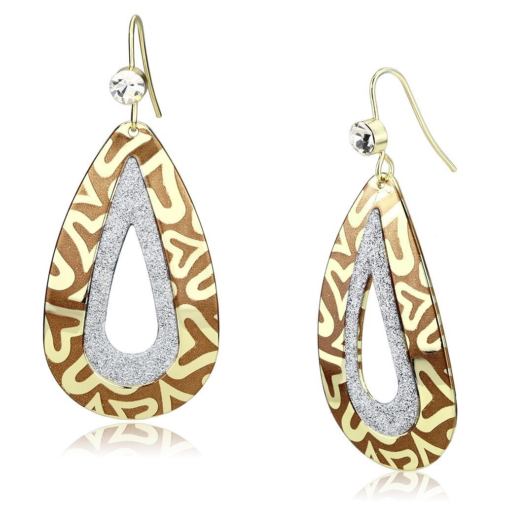 LO2732 - Gold Iron Earrings with Top Grade Crystal in Clear Default Title
