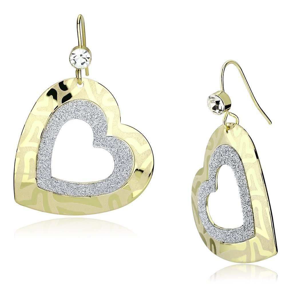LO2733 - Gold Iron Earrings with Top Grade Crystal in Clear Default Title