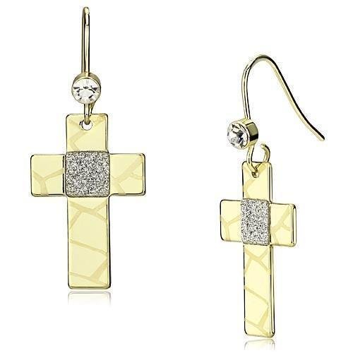 LO2734 - Gold Iron Earrings with Top Grade Crystal in Clear Default Title