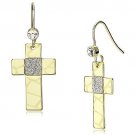 LO2734 - Gold Iron Earrings with Top Grade Crystal in Clear Default Title