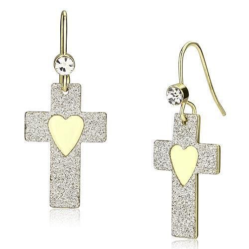 LO2735 - Gold Iron Earrings with Top Grade Crystal in Clear Default Title
