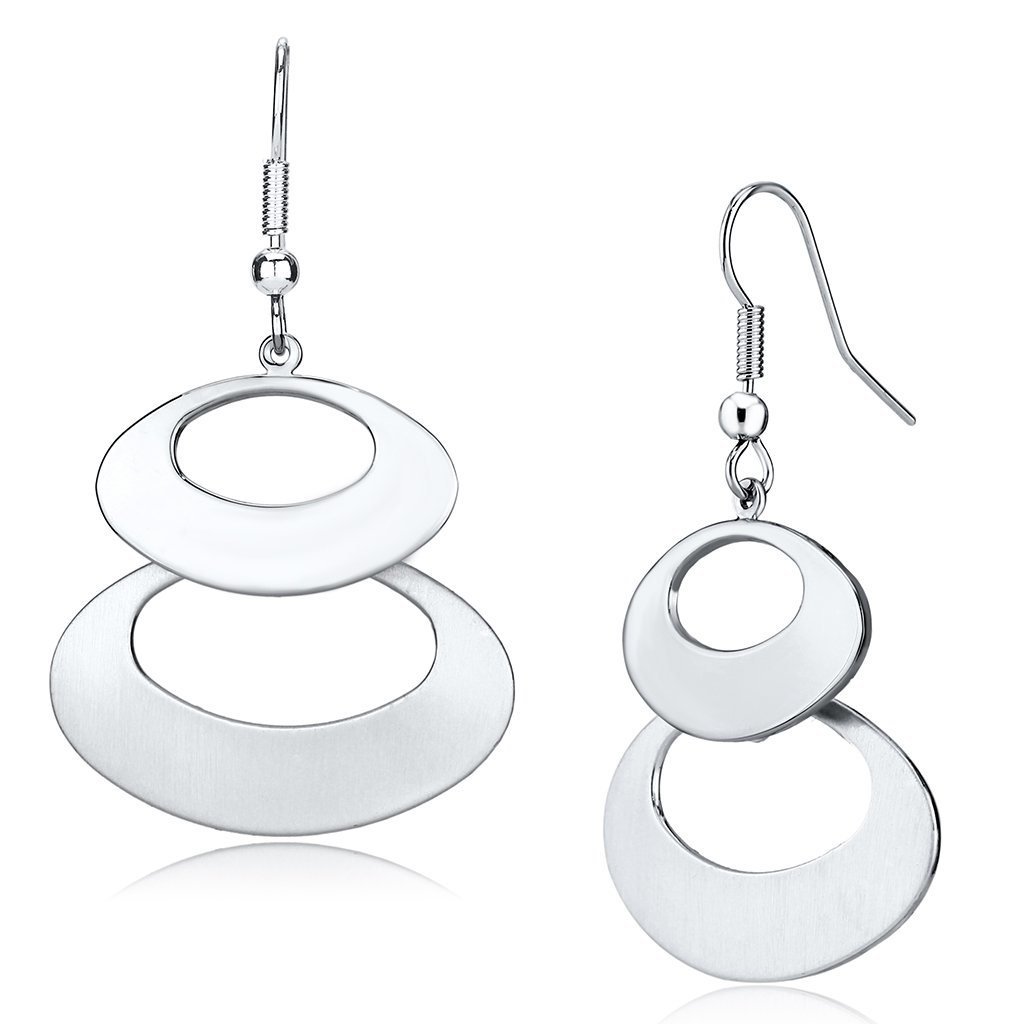 LO2736 - Matte Rhodium & Rhodium Iron Earrings with No Stone Default Title