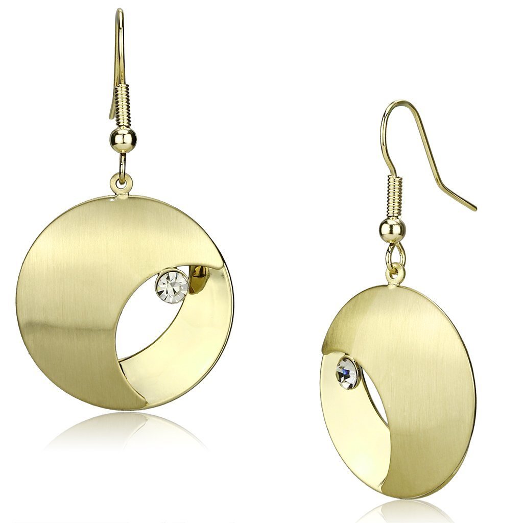 LO2738 - Matte Gold & Gold Iron Earrings with Top Grade Crystal in Clear Default Title
