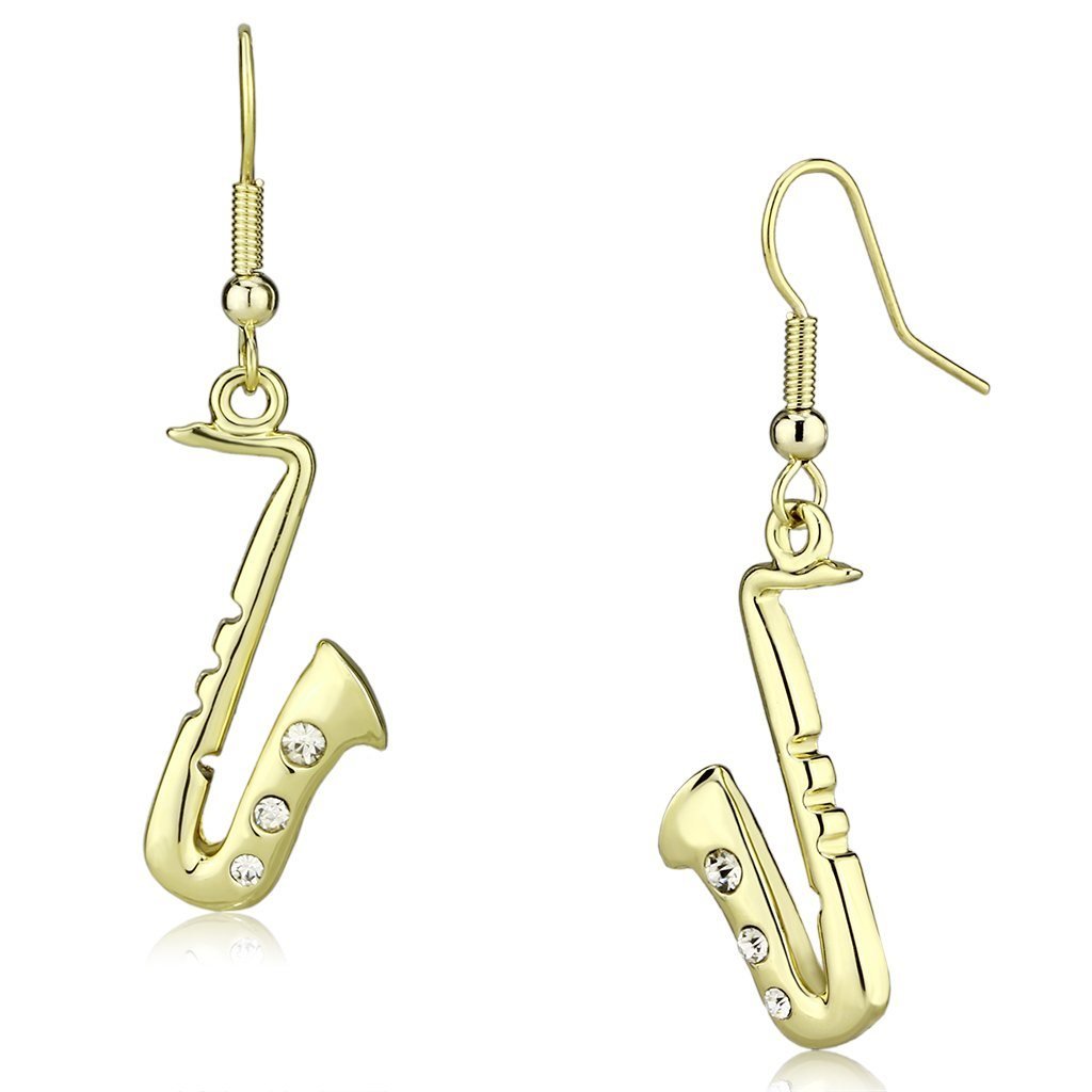 LO2741 - Gold Iron Earrings with Top Grade Crystal in Clear Default Title