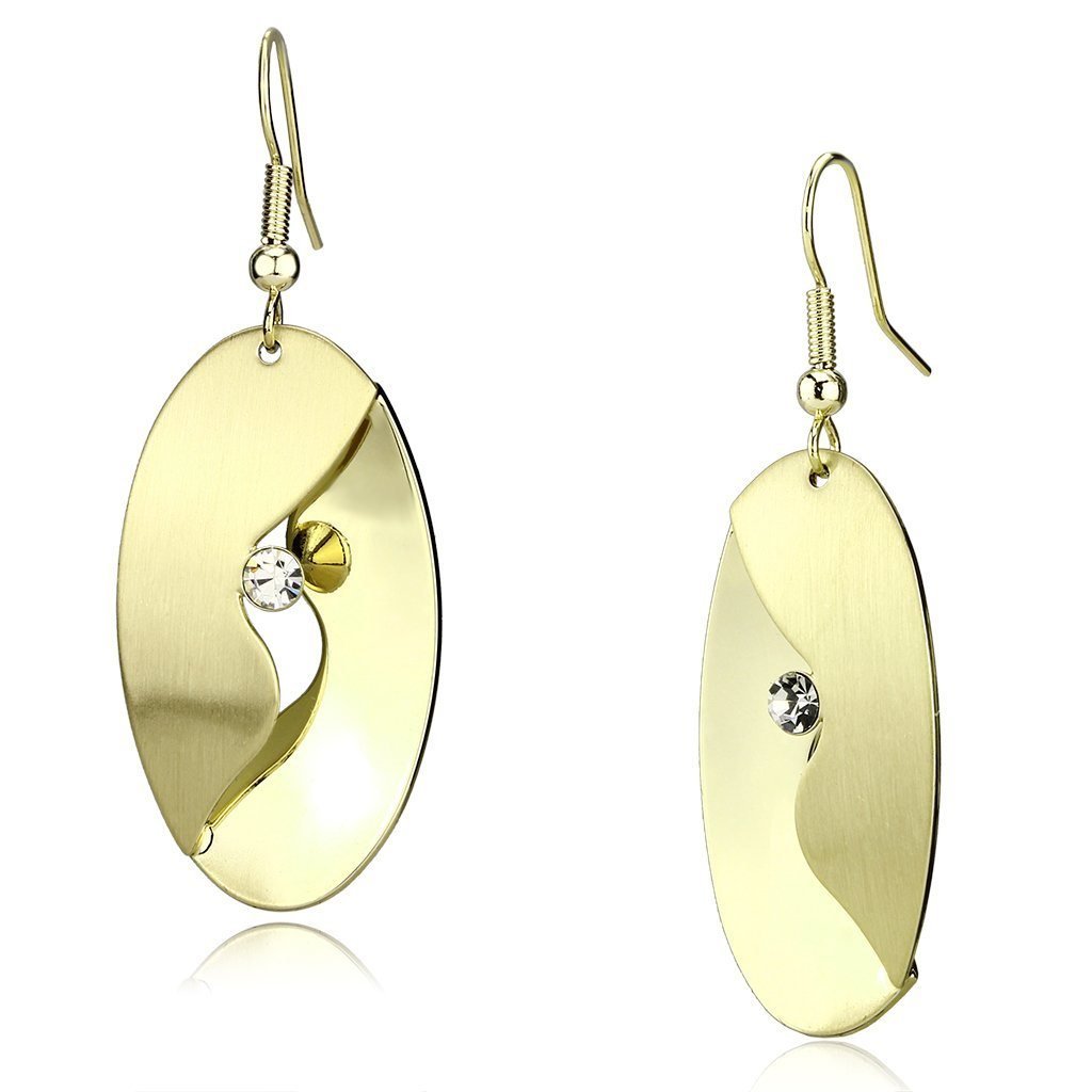LO2744 - Matte Gold & Gold Iron Earrings with Top Grade Crystal in Clear Default Title