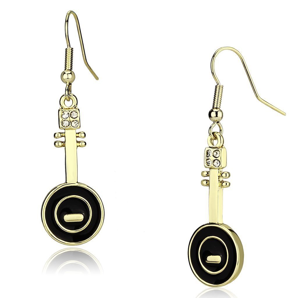 LO2746 - Gold Iron Earrings with Top Grade Crystal in Clear Default Title