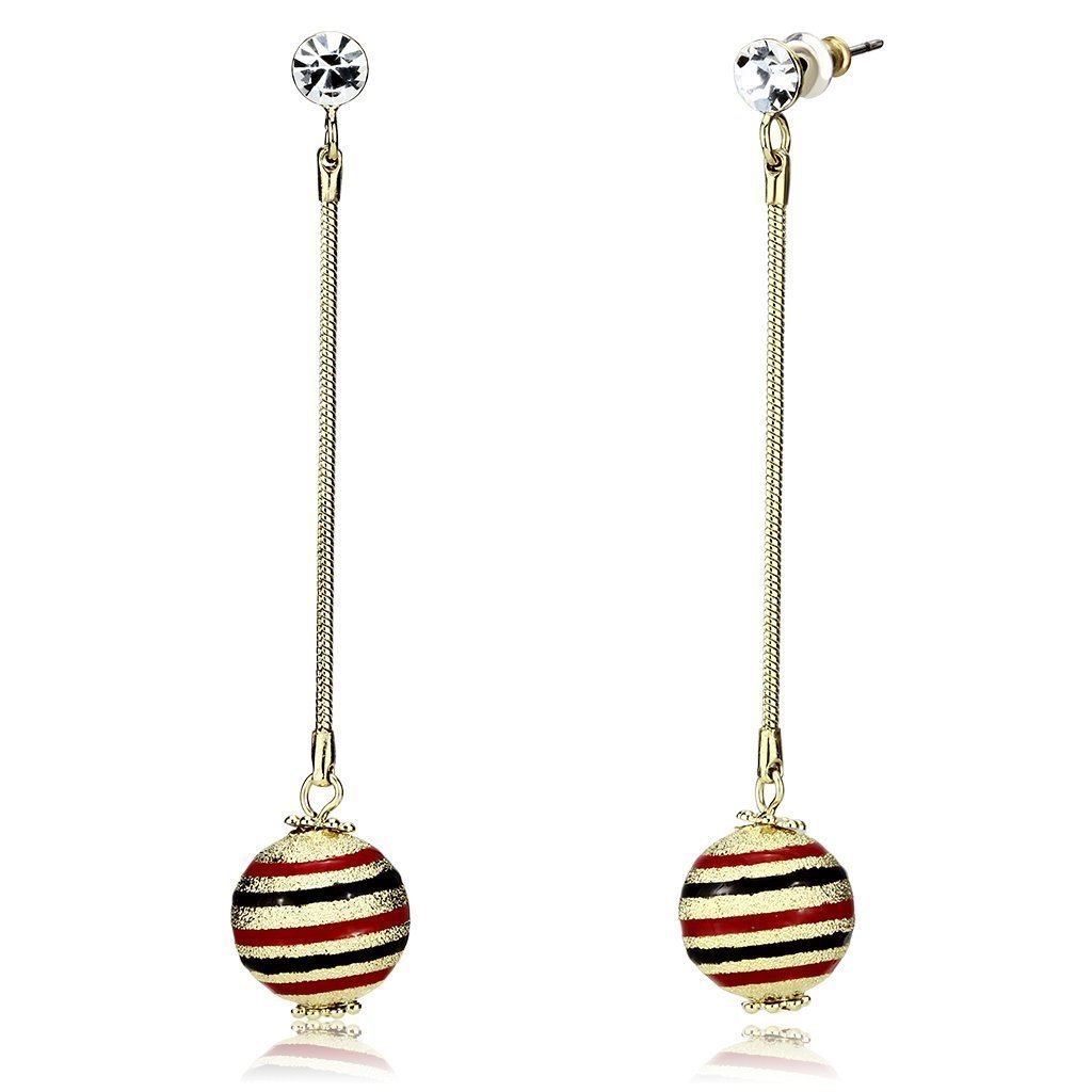 LO2748 - Gold Iron Earrings with Top Grade Crystal in Clear Default Title