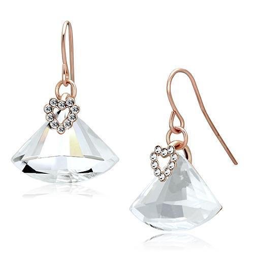 LO2755 - Rose Gold Iron Earrings with Top Grade Crystal in Clear Default Title