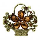 LO2760 - Antique Copper White Metal Brooches with Synthetic Acrylic in Smoked Quartz Default Title