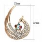 LO2774 - Flash Rose Gold White Metal Brooches with Top Grade Crystal in Multi Color Default Title