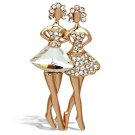 LO2776 - Flash Rose Gold White Metal Brooches with Synthetic Synthetic Glass in Clear Default Title