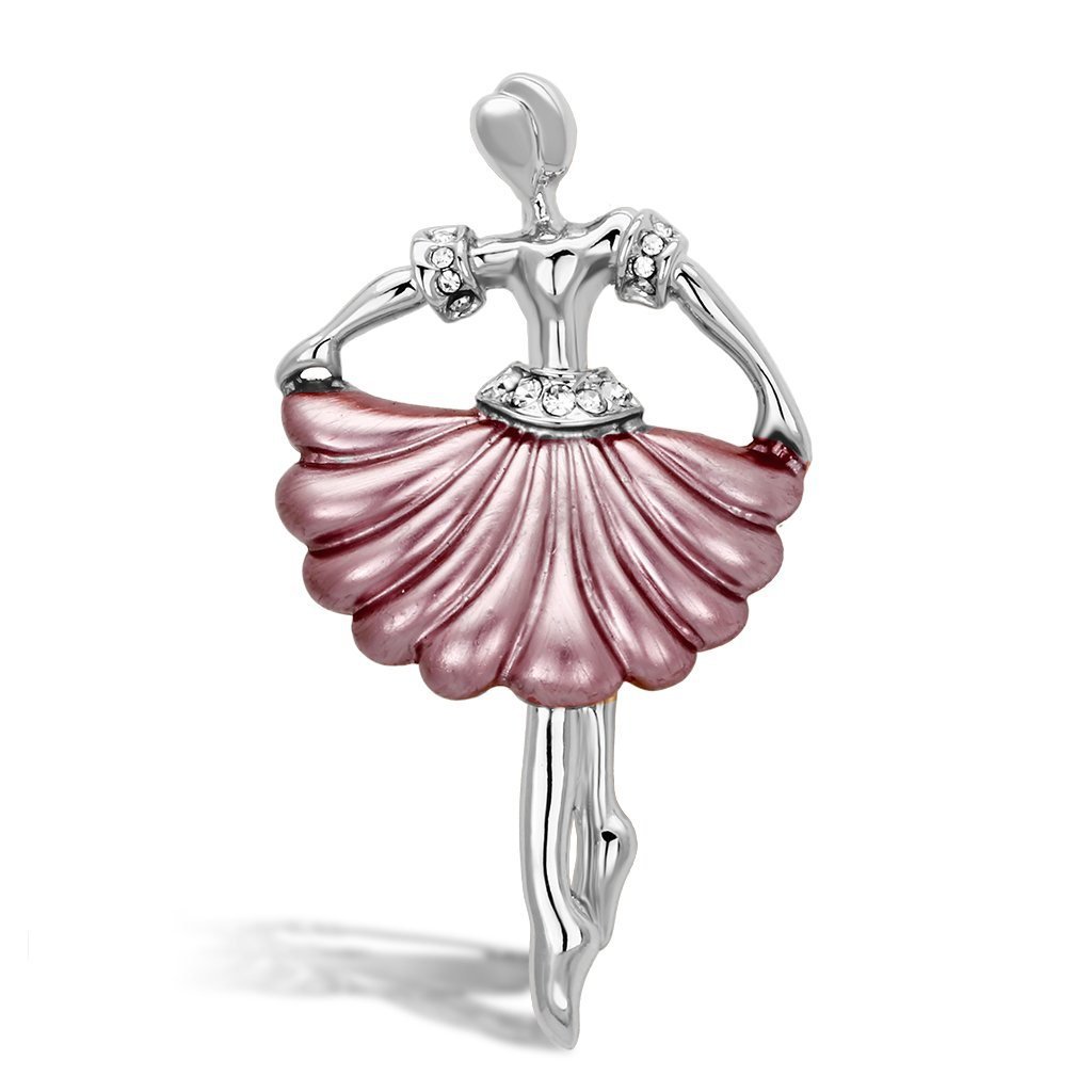 LO2780 - Flash Rose Gold White Metal Brooches with Top Grade Crystal in Clear Default Title
