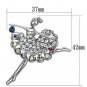 LO2781 - Imitation Rhodium White Metal Brooches with Top Grade Crystal in Multi Color Default Title