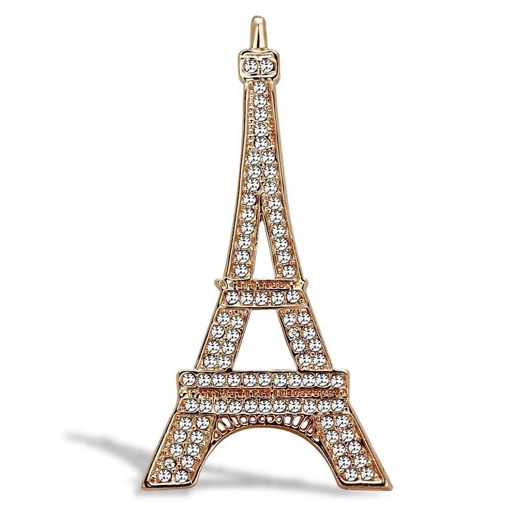 LO2785 - Flash Rose Gold White Metal Brooches with Top Grade Crystal in Clear Default Title