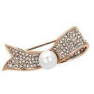 LO2800 - Flash Rose Gold White Metal Brooches with Synthetic Pearl in White Default Title