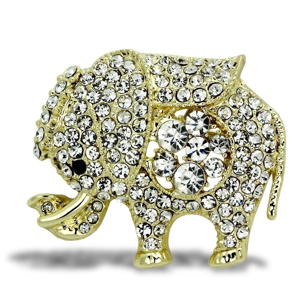 LO2804 - Flash Gold White Metal Brooches with Top Grade Crystal in Clear Default Title