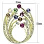 LO2812 - Flash Gold White Metal Brooches with Top Grade Crystal in Multi Color Default Title