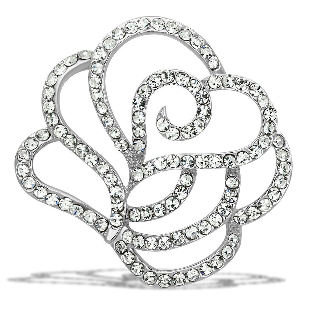 LO2814 - Flash Gold White Metal Brooches with Top Grade Crystal in Clear Default Title