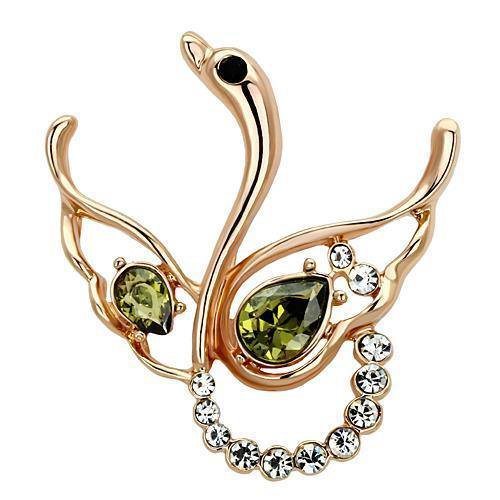 LO2816 - Flash Gold White Metal Brooches with Top Grade Crystal in Olivine color Default Title