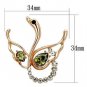LO2816 - Flash Gold White Metal Brooches with Top Grade Crystal in Olivine color Default Title