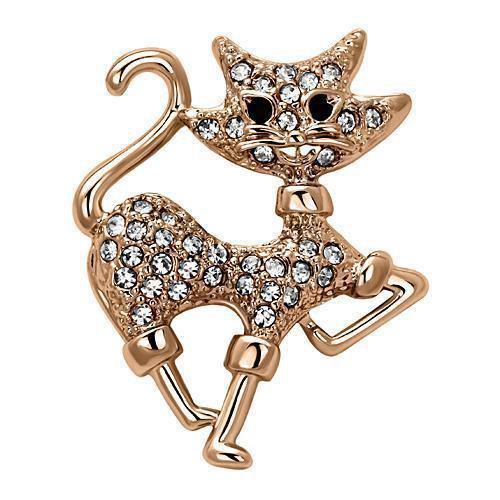 LO2820 - Flash Rose Gold White Metal Brooches with Top Grade Crystal in Clear Default Title