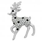 LO2821 - Imitation Rhodium White Metal Brooches with Top Grade Crystal in Jet Default Title