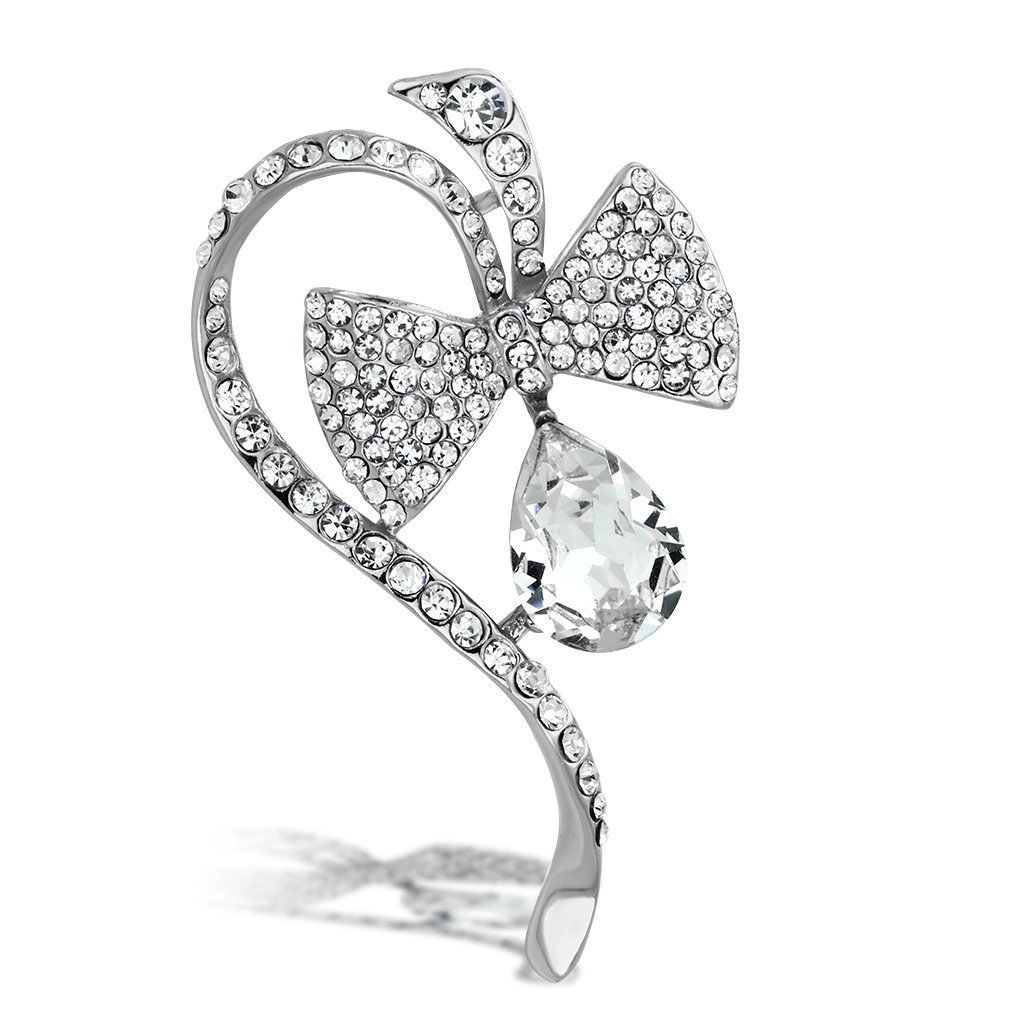 LO2832 - Flash Rose Gold White Metal Brooches with Synthetic Synthetic Glass in Clear Default Title