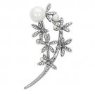 LO2833 - Imitation Rhodium White Metal Brooches with Synthetic Pearl in White Default Title