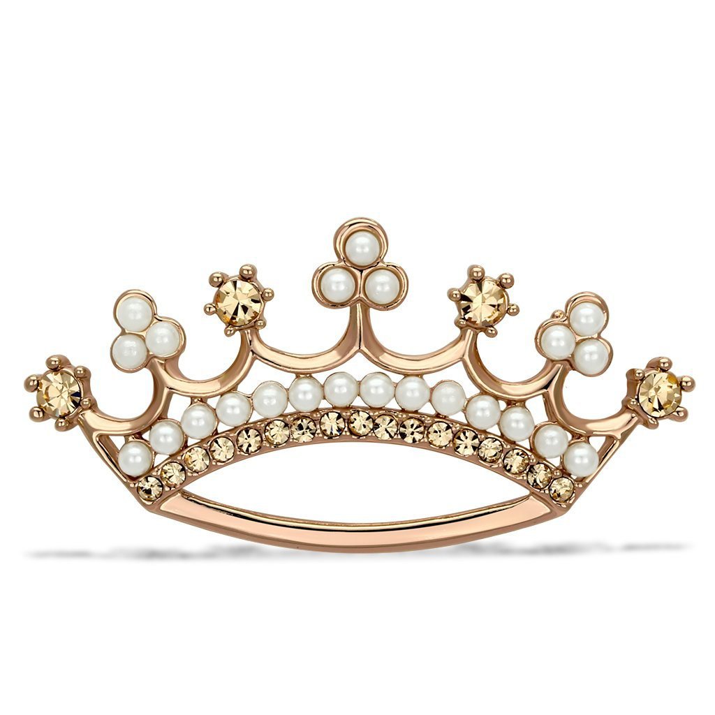 LO2839 - Flash Rose Gold White Metal Brooches with Synthetic Pearl in White Default Title