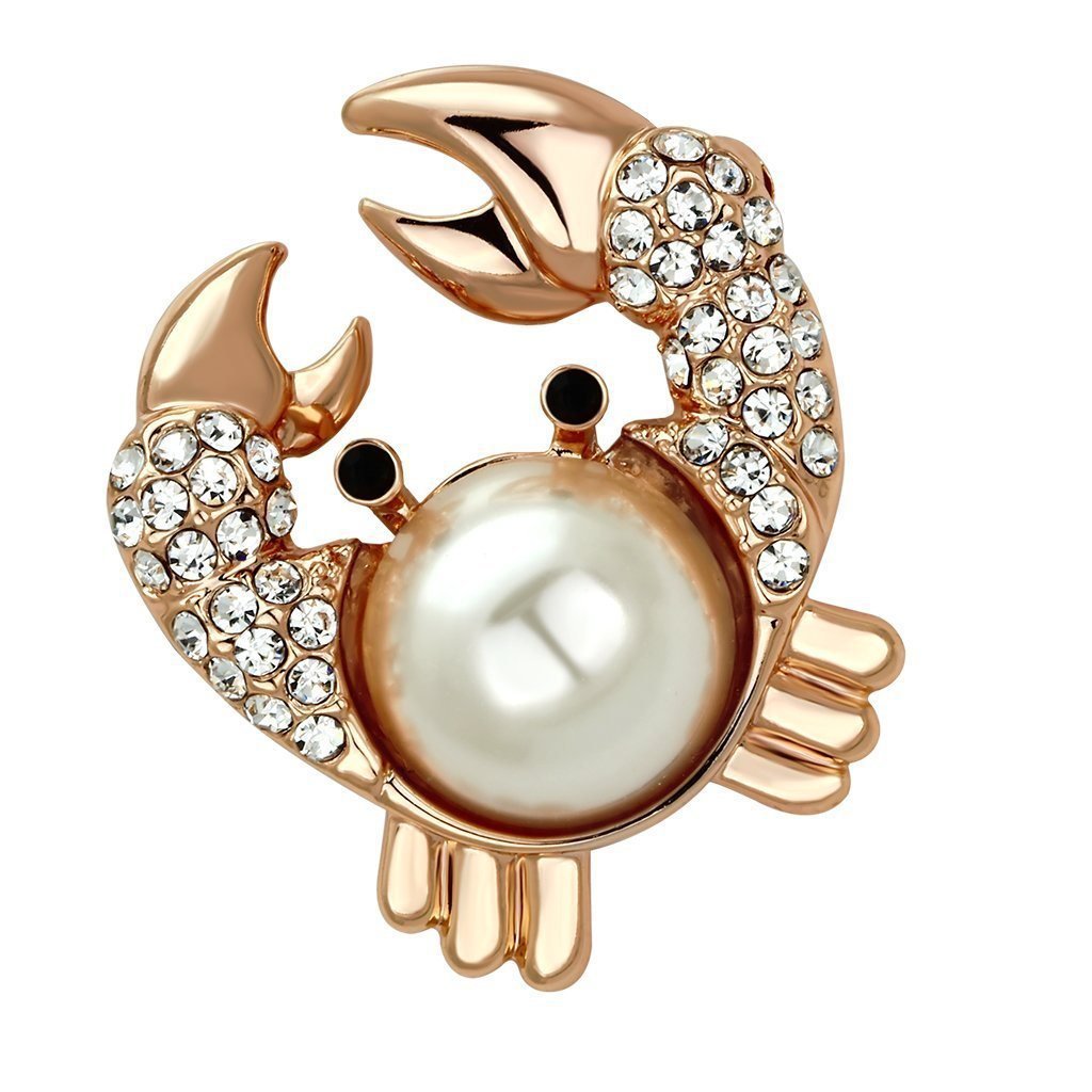 LO2843 - Flash Rose Gold White Metal Brooches with Synthetic Pearl in White Default Title