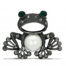LO2845 - Ruthenium White Metal Brooches with Synthetic Pearl in White Default Title