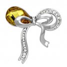 LO2846 - Imitation Rhodium White Metal Brooches with Synthetic Glass Bead in Topaz Default Title