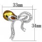 LO2846 - Imitation Rhodium White Metal Brooches with Synthetic Glass Bead in Topaz Default Title