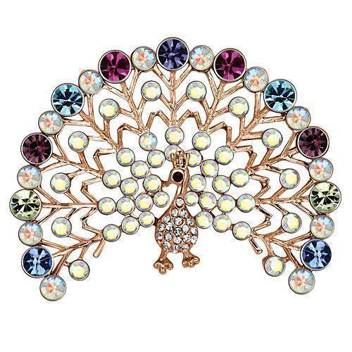 LO2849 - Flash Rose Gold White Metal Brooches with Top Grade Crystal in Multi Color Default Title