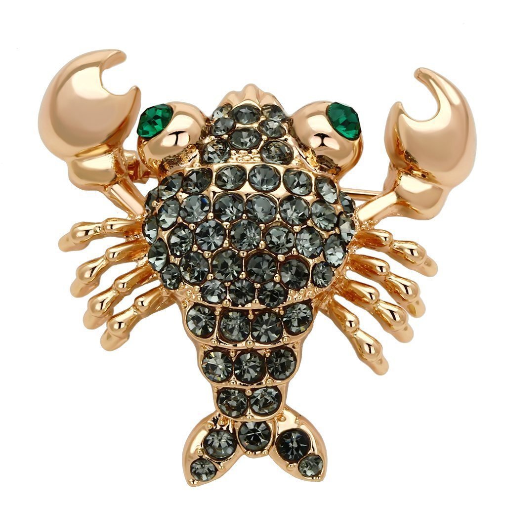 LO2851 - Flash Rose Gold White Metal Brooches with Top Grade Crystal in Emerald Default Title